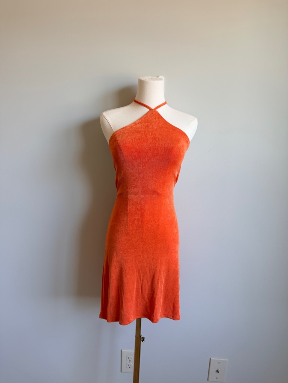 Cider Orange Cross-Neck Mini Dress